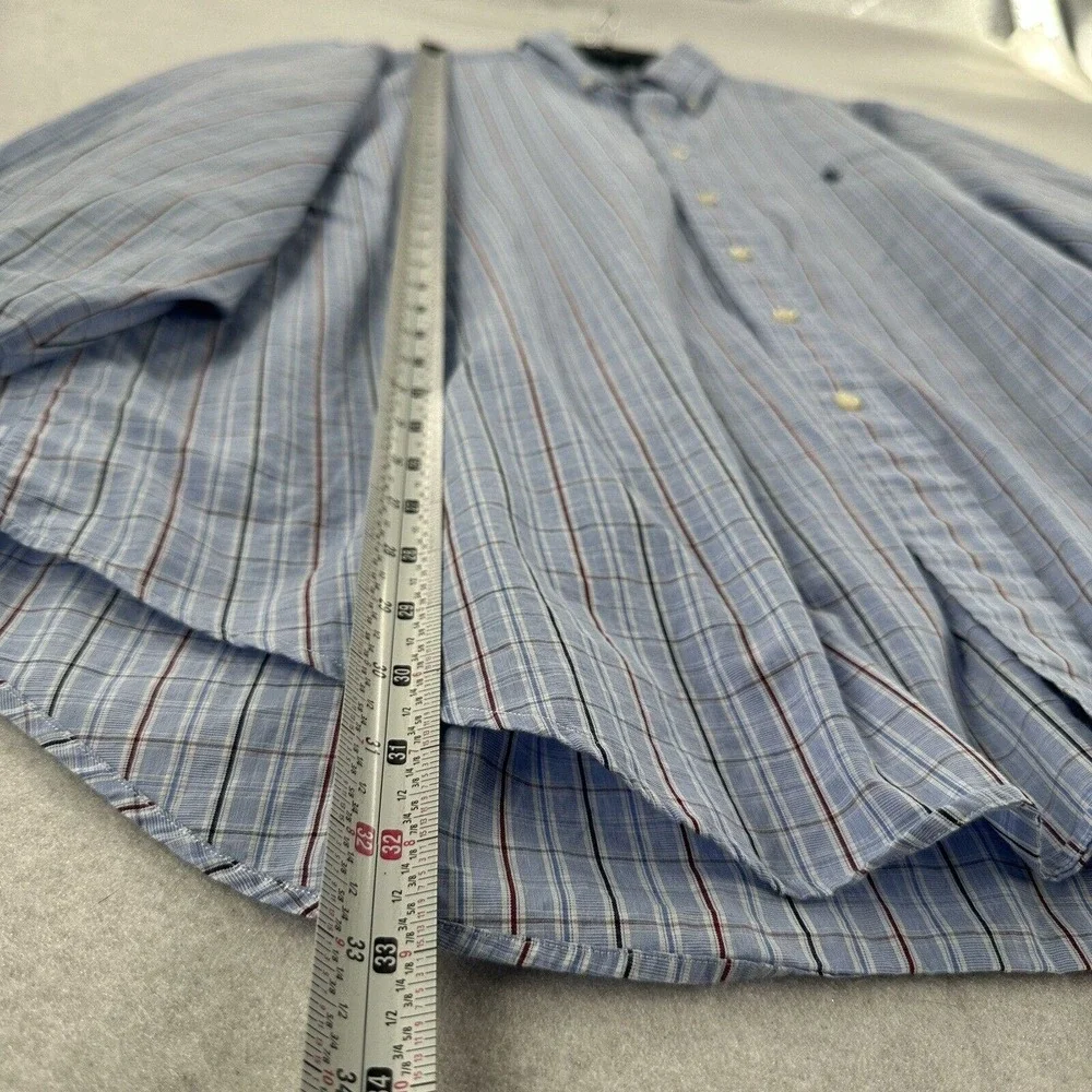 Polo Ralph Lauren Yarmouth Cotton Oxford Long Sleeve Shirt Blue White Plaid 17.5